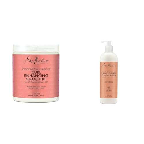 SheaMoisture Curl Enhancing Smoothie Hair Cream for Thick & Coconut and Hibiscus Conditioner for Dry Curly Hair Coconut and Hibiscus 1