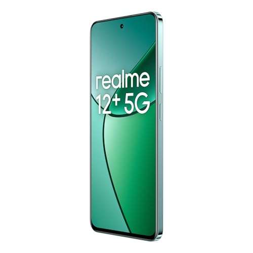 realme 12+ 5G Smartphone 8+256 GB Supports NFC, Dimensity 7050 5G Chipset, Sony LYT-600 OIS, 120 Hz AMOLED Display, Rain Resistant Smart Touch, Dual SIM Cards, Green (Without Adapter) 5