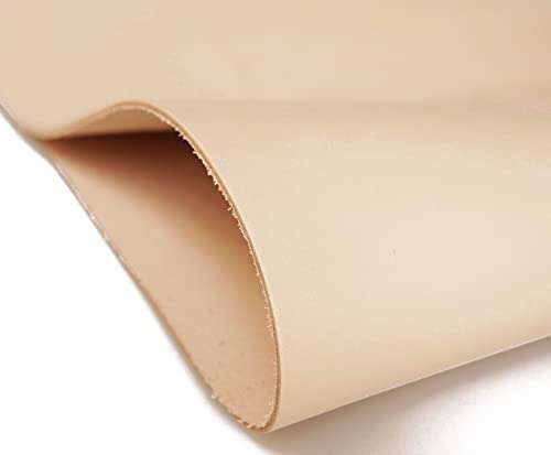 Vegetable Tanned Leather Sheets for Crafts (7-8oz | 3.0mm Thickness) Full Grain Tooling Leather Thick Cowhide Crafting Heavy Weight Leather (Natural-3.0mm,12"x12") 5