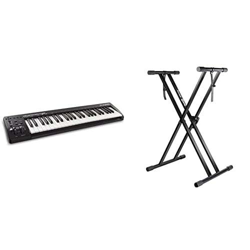 M-Audio Keystation 49 MK3 & RockJam Xfinity Heavy-Duty, Double-X, Pre-Assembled, Infinitely Adjustable Piano Keyboard Stand with Locking Straps 1