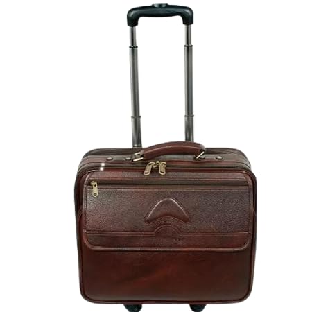 Drumstone Premium Real Leather Trolley Laptop Bag with Flexible Lightweight Design Office Executive Four Wheeler - Trolley Bag Flexible Light Weighted Handle Gift for Student Or Parent 1