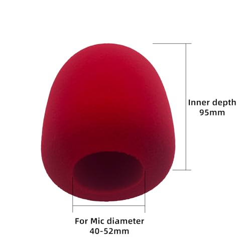 Customized Flocking Handheld Microphone Round Sponge Printing Logo Covers Mic Windscreen Foam Windshield For TV Stations Reporters Interview (Red) 3