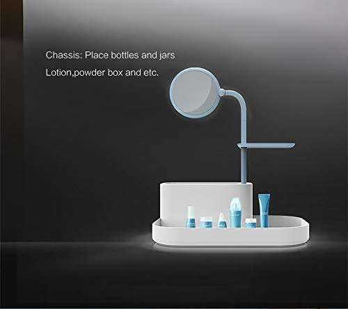 GION Makeup Storage Organizer Tray Plastic Storage Box Cosmetics Box Home Makeup Organizer with Drawer and Rotating Mirror (1Pcs) 5