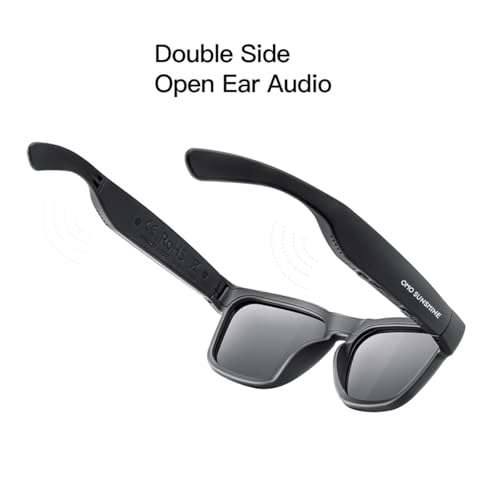 OhO sunshine Unisex-adult Audio Rectangular Polarized Sunglasses, Bluetooth 5.0 Version Wireless, Open Ear Style Listen Music and Calls - Pack of 1 (Black Frame-black Lens, One Size) 4