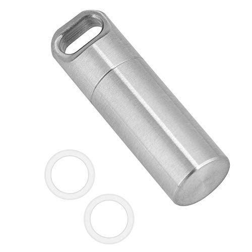 Waterproof Pill Box, Airtight Pill Case Keychain Pill Holder Pill Fob Capsule Keychain, EDC Accessory Bottle Match Case Battery Holder, Outdoor Survival Storage Stainless Steel Container Dry Box(S) 1