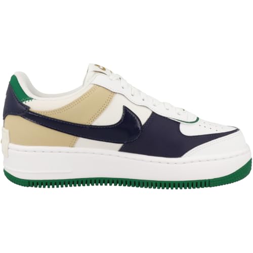NIKE Air Force 1 Shadow Women's Shoes, White Malachite Sesame Midnight Navy, 7.5 3