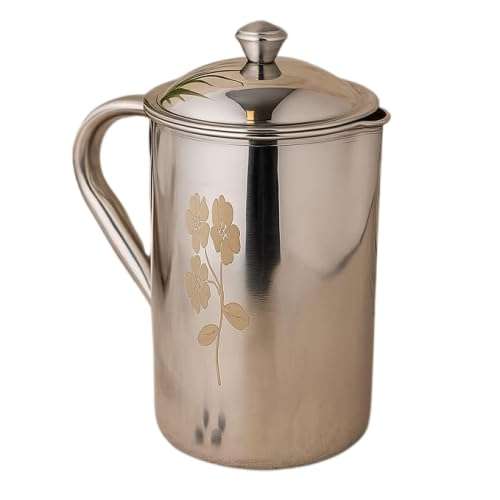 Royal | 2 Litre Stainless Steel | Serve Water JUG | Water Pitcher | RUSTFREE | Durable | Laser Flower Design 1