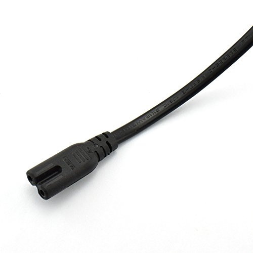 Longdex 2-Pack US AC Power Cord 2 Prong Plug Figure 8 Type Port Cable Adapter Non-Polarized 1.8m Power Extension Line Black 2