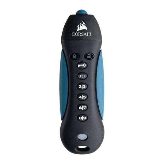 Corsair Flash Padlock 3, 256 GB Secure USB 3.0 Flash Drive with Keypad (256-bit AES Encryption, FIPS 197 Security Standards, Ruggedised Rubber Housing, Built-in PIN Pad) Black/Blue 4