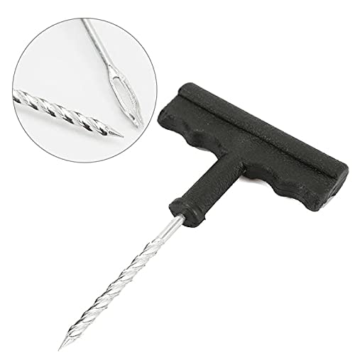 NVF 4 in 1 Universal Tubeless Tyre Puncture Repair Kit Puncher Patch Tools (T Handle Grips + 5 Repair String Plugs + Rubber Solution 6