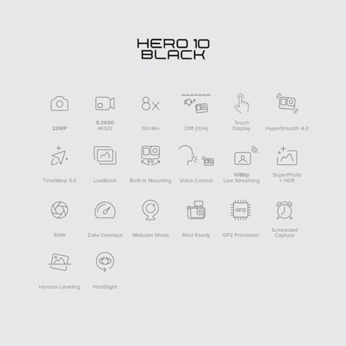 GoPro HERO10 Black - Waterproof Action Camera with Front LCD and Touch Rear Screens, 5.3K60 Ultra HD Video, Optical 1X and Digital 4X 23MP Photos (1 Year INTL Warranty + 1 Year in Warranty) 6