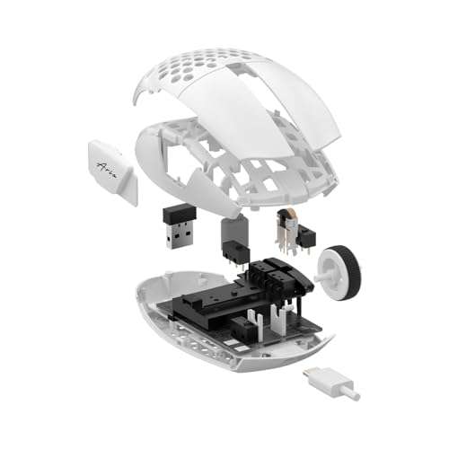 FANTECH ARIA XD7 Wireless Gaming Mouse Pixart 3395 Gaming Sensor 26000 DPI, HUANO Switches, Super Lightweight 59 Grams and Ambidextrous Egg Shape, 3 Mode Connectivity, White 3
