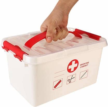 spiritchemtech Portable Double Layers Rectangular Medicine Cabinet Household First Aid Kit Medical Box 3