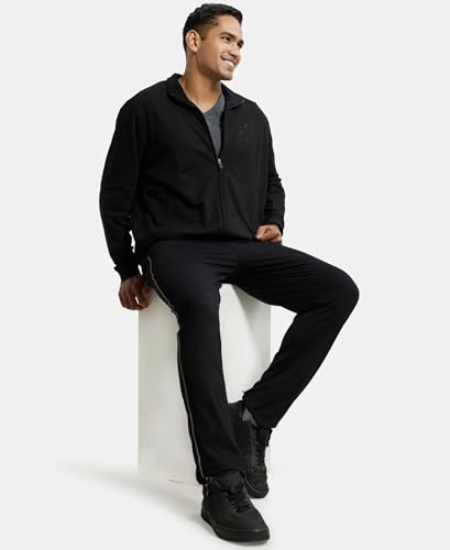 Jockey 2730 Men's Super Combed Cotton French Terry Jacket with Ribbed Cuffs and Convenient Side Pockets_Black_S 4