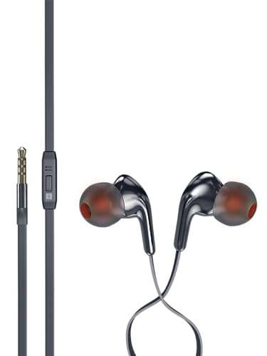 iBall Earwear Gem in Ear Wired Earphones with Mic I Metal Coated I Angular Earbuds I Soft silicon ear buds I detailed sound quality - (Black) 1