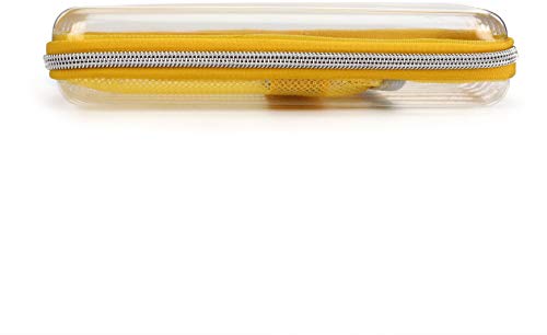 QIPS Hardcase Transparent Pencil Case Pouch, Ideal for School and College use, Yellow 4