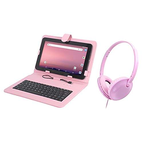 Craig CMP840 BUN-PK-HD Quad Core 10.1 in. Tablet with Keyboard Case & Headphones in Pink 1