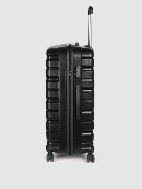 Teakwood Small-Medium-Large 8 Wheels Trolley Bag, Hard Cabin with Zipper Closure, Adjustable Push Button & Cross Side Strap, TSA Lock System 360 Degree (Set of 3, Black) 3