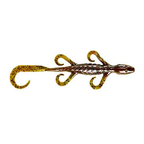 Yum Lures Lizard Ultimate Finesse Lizard Soft Plastic Swim-Bait Bass Fishing Lure with Curly Legs and Tail, Green Pumpkin/Purple Flake, 6'' 2