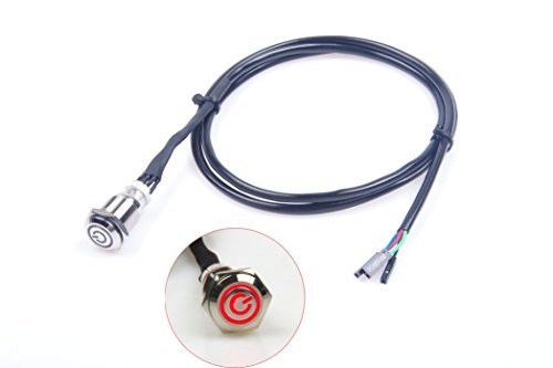 KNACRO 16mm Chassis Switch Metal Button Switch with 100CM 3.3FT Extension Cable Yellow Ring Suitable for DIY Computer Switch and Restart Button