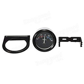 Ubersweet® Car Black Pointer AMPS Meter 60-0-60A White LED Light 2'' 52mm 5