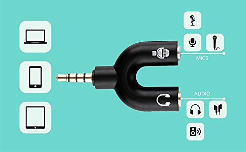 Generic Audio Jack Headphones with mic, 3.5 mm Jack Splitter 2 Male 1 Female (U-Shape) (1 Peace) (Assorted Colour) 5