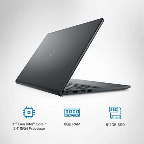 Dell Inspiron 15-inch Laptop (39.62cms) | Windows 11, MS Office H&S 2019 | Intel i3-1115G4 | 8GB DDR4 SDRAM, 512GB SSD | FHD Screen, WVA AG Narrow Border | 3511 - Carbon Black (D560842WIN9B) 3