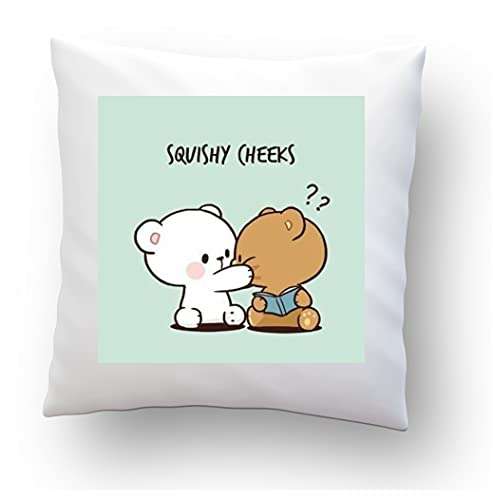 CRAFT MANIACS Kawaii Cuties Squeeze Cheeks 16*16 INCHES Pillow with Filler | Merch for Your Favourite Brother / Sister / Best Friend / Lover 1