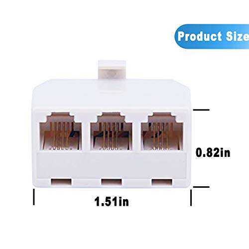 Phone Splitter 2 Line, 4-Pack Three Way Telephone Splitter, 1 to 3 RJ11 6P4C Telephone Jack Adapter Converter 6