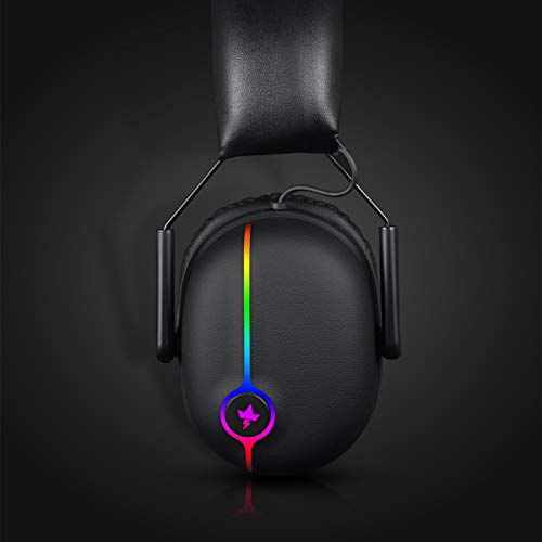 Gaming Headset Headphones with Microphone for Nintendo Switch Xbox One PS4, 4 Speaker Drivers Wired Headset with RGB Light, Noise Canceling Bass Surround Soft Memory Earmuffs for PC Controller PS5 2