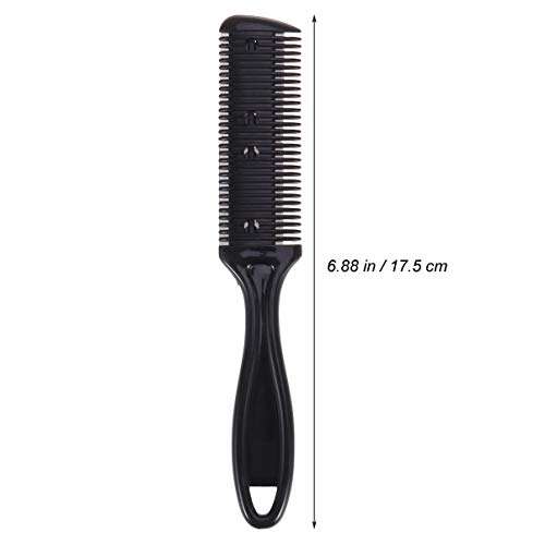3pcs Hair Cutter Comb Double Side Haircut Scissors Metal Blade Razor Plastic Hair Comb Cutter Trimmer with Stainless Steel Blade Hair Shaper Razor for Both Long and Short Hair (Black) 6