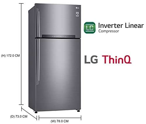 LG 516 L 3 Star Inverter Frost-Free Double Door Refrigerator (GN-H602HLHQ, Platinum silver, 2022 Model) 2