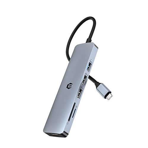USB C Hub, 6 Ports Type C Hub Adapter with 4K HDMI, USB 3.0/2.0 Ports, SD/TF Card Reader, Dual Display USB C Multiport Adapter Dongle for USB C Laptop and Tablet, ohter Devices 1