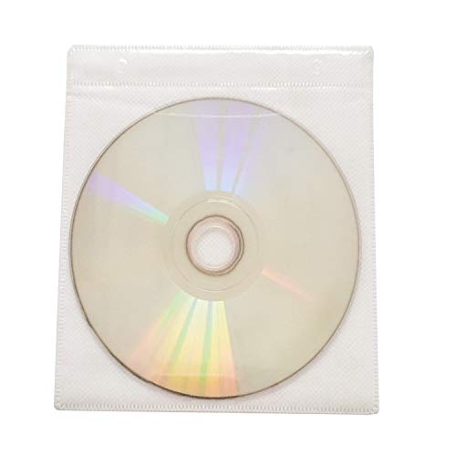 Baocool 100 Pack Premium CD DVD Sleeves,Thick Non-Woven Material Double-Sided Refill Plastic Sleeve for CD and DVD Storage Binders Disc Case (White) 6