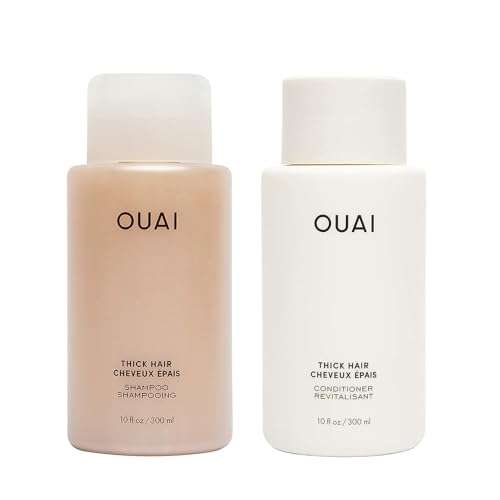 OUAI Thick Shampoo and Conditioner Set - Sulfate Free Shampoo and Conditioner for Thick Hair - Made with Keratin, Marshmallow Root, Shea Butter & Avocado Oil - Free of Parabens & Phthalates (10 Fl Oz) 1
