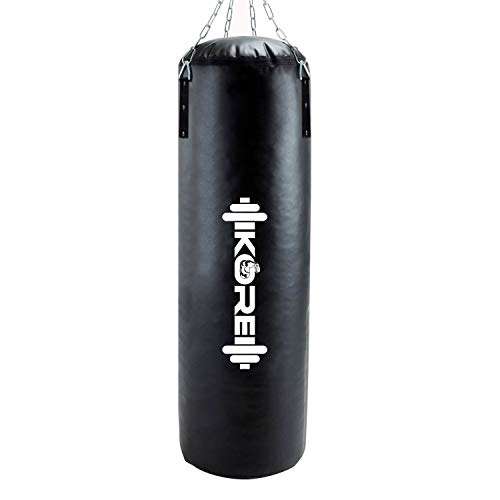 KORE Phantom 2 Feet Filled Heavy Black Punching Bag SRF Material Boxing MMA Sparring Punching Training Kickboxing Muay Thai with Rust Proof Stainless Steel Hanging Chain 1