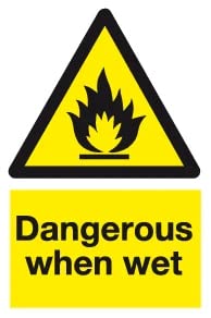 Dangerous When WETPVC Waterproof Metallic Matte Finishing Sticker Safety Sign Signature (Factory Sign) 1