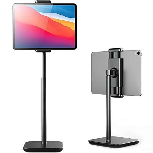 proffisy iPad Stand 21" Height Adjustable Tablet Stand for Table with 360 Degree Rotation Heavy Duty Aluminum Tablet Stand for iPad Pro Air Mini Samsung Lenovo Tab Xiaomi Pad and Cellphone,Black 1