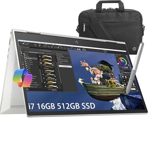 HP EliteBook X360 830 2-in-1 Laptop for Creator, Photographer, Designer (13.3" FHD Touchscreen, Intel Core i7-1165G7, 16GB RAM, 512GB SSD, IST Pen) Backlit KB, 3-Yr WRT, Bag, Win 11 Pro w/AI Copilot 1