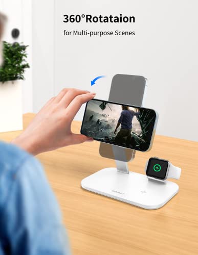 MOMAX Magnetic Wireless Charging Station，25W 3 in 1 Q.Mag Pro Wireless Charger Stand Fast Charging Station only for iPhone 15,14,13,12 Series, AirPods Pro, Apple Watch 1-9 Series (No AC Adapter) 4