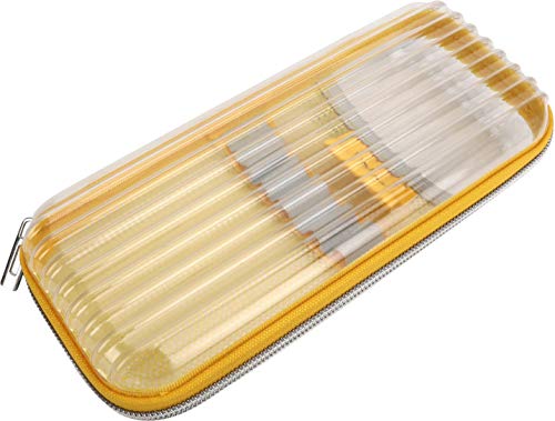 QIPS Hardcase Transparent Pencil Case Pouch, Ideal for School and College use, Yellow 1