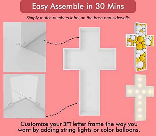 3FT Tall Marquee Light up Cross DIY Pre Cut Frame Baptism First Holy Communion Celebration Party Decorations… 4