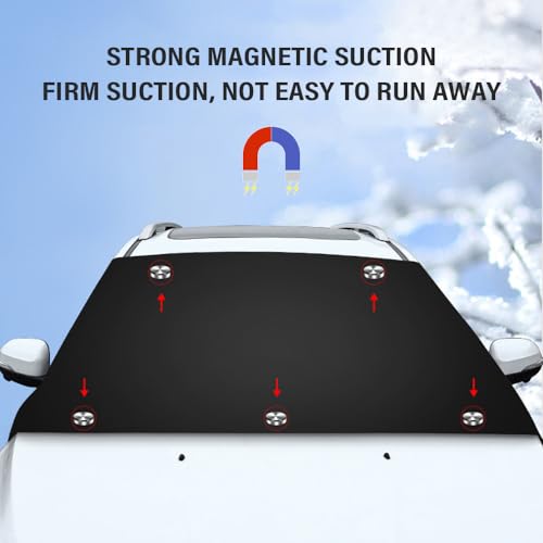 Magnetic Windshield Cover for Ice and Snow,Anti-Theft Car Windshield Snow Cover with 5 Invisible Magnets,All-Season Universal Front Windshield Protector for Car Truck SUV 5