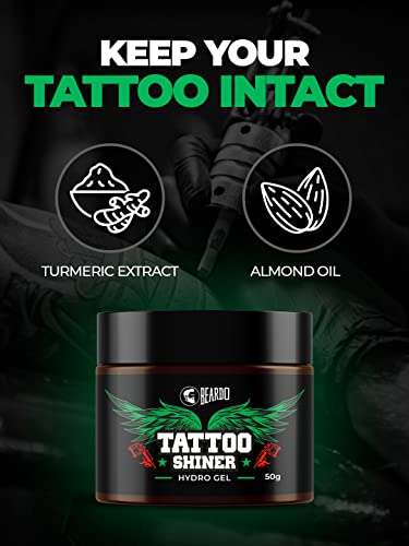 Beardo Tattoo Shiner Gel, 50g | Hydro Gel Heals & Maintains Tattoo Ink | Tattoo Gel for Men with Almond Oil & Turmeric Extract | Brightens & Shines Tatoo for Men 3