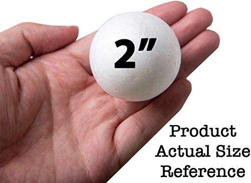 100 Pack Styrofoam Balls (40 piece 2'' inch, 60 piece 1'' inch) -Foam Balls- Foam Craft Balls - Foam Balls For Arts and Crafts- Floral Foam Balls- Bulk Styrofoam Balls-1 & 2 Inch Foam Balls (100 Pack) 3