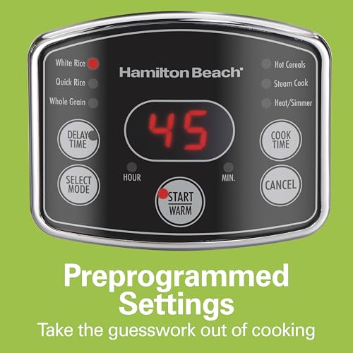 Hamilton Beach Digital Programmable Rice Cooker & Food Steamer, 14 Cups Cooked (7 Uncooked) With Steam & Rinse Basket, Stainless Steel (37548) 4
