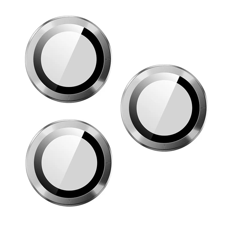 MobileZon Compatible for iPhone 14 Pro Max / 14 Pro Camera Lens Protector Tempered Glass Alloy Metal Rings Protection (Silver) 6