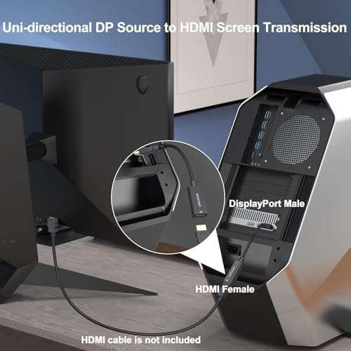 URELEGAN Displayport to HDMI Adapter 10-Pack, 4K UHD Not Bidirectional Display Port DP to HDMI Cable Male to Female Port Support Video & Audio Compatible with Computer, PC, Monitor, Projector, HDTV 5