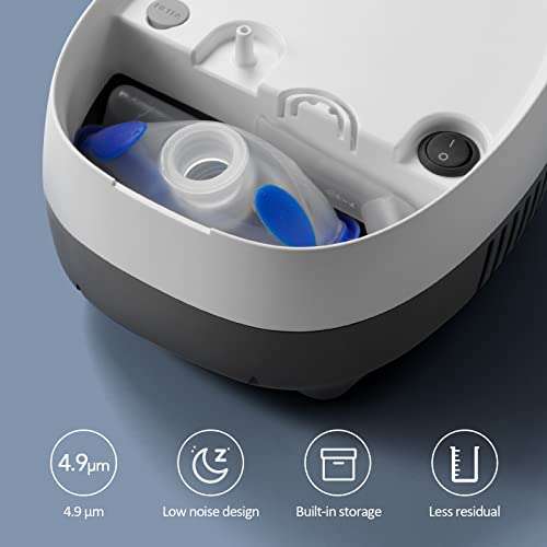 Home Nebulizer Machine for Adults and Kids - Low Noise Compressor Breathing Treatment for Asthma with Storage Compartment, Includes Adult & Child Masks, Mouthpiece, Tubing 2