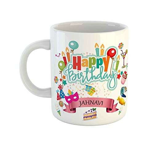 ARTBUG Happy Birthday Jahnavi Coffee Mug - Best Birthday Gift for Kids, Friends, Brother, Sister, Boy, Girl, Return Gift, Name -Jahnavi 1